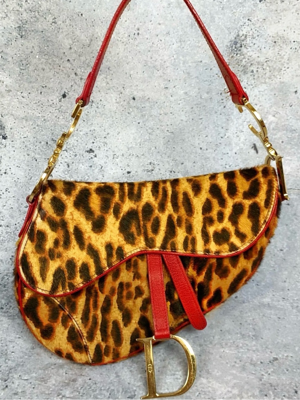 VINTAGE 2000s Dior Leopard-print Pony Hair Saddle Bag 🐆♥️